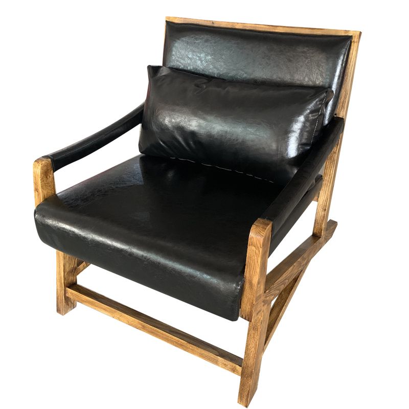 25.59" L x 29.52" W x 28.34" H Faux Leather Square Arms Lounge Chair with Pillow Back