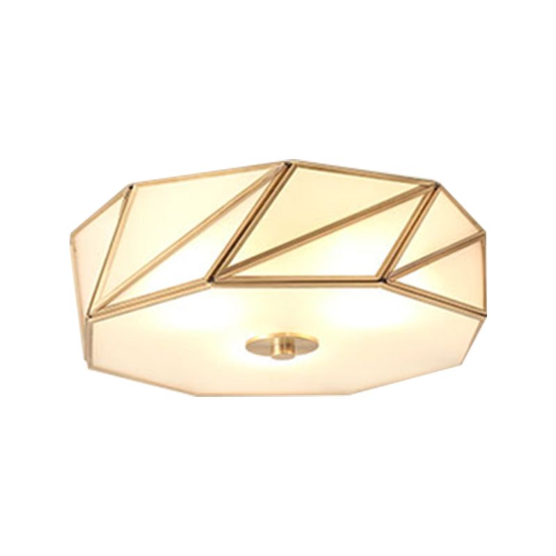 Lampe encastrée en verre opale tambour classique 3/4/6 lumières luminaire de plafond de chambre à coucher en laiton