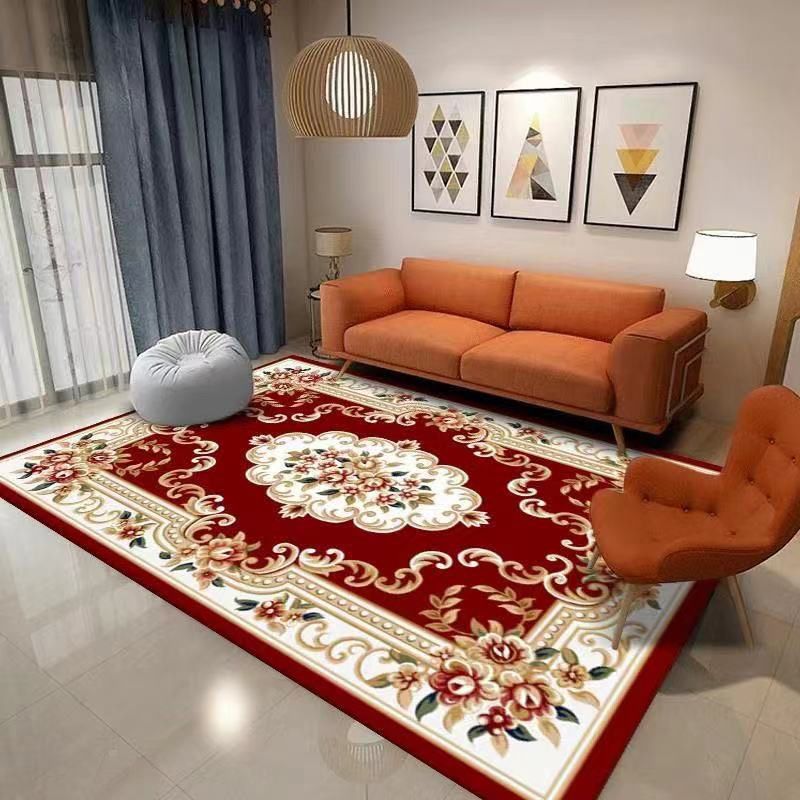 Alfombra de área azul tradicional alfombra de medallón impresa poliéster alfombra alfombra alfombra para salón para salón