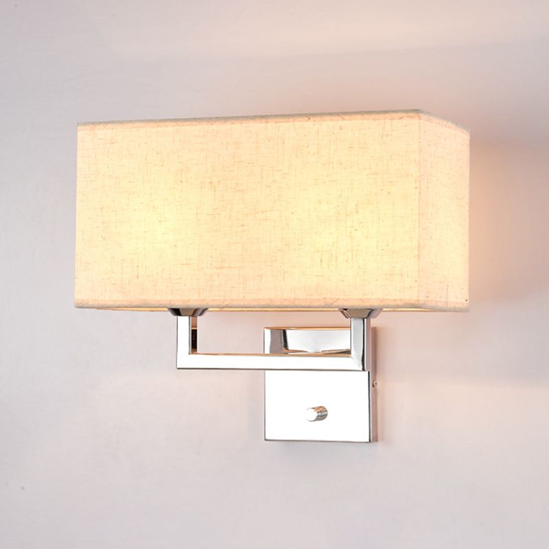Modernism Sliver Metal Wall Light Fabric Shaded Lighting for Room