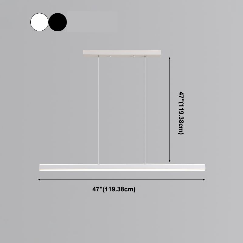 Nordic Simple Island Light Fixture Modern Long Strip LED Pendant Light for Dining Room