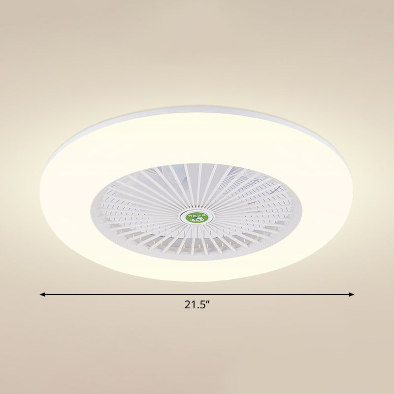 5 Klingen runde Schlafzimmer Deckenventilator Leuchtmetall Nordic LED Semi Flush Mount Lampe mit Fernbedienung, 19,5 "breit
