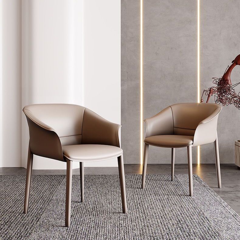 Contemporary Kitchen Dining Chair Metal Legs Upholstered Arm Chair