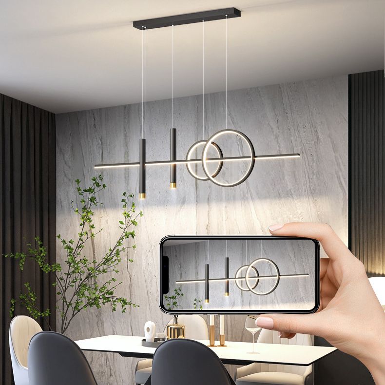 Contemporary 5-Light Golden Kitchen Island Lighting LED Ceiling Light