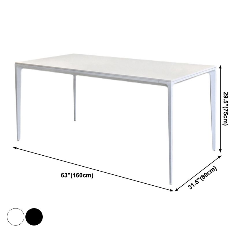 Zeitgenössischer Stil zu Hause gesinterte Stein Esstisch Rechteck Form Tisch mit metallischer Basis