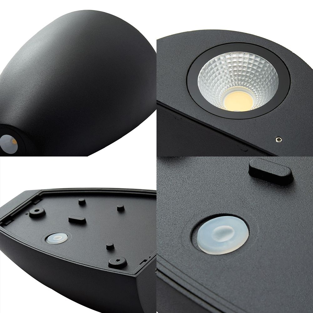 Bullet Shape Wall Mount Light Modern Metal Black/Grey/White LED Up and Down Wall Sconce for Stairway