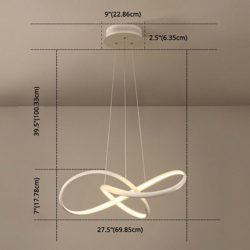 Contemporary Style Minimalism LED Line Light Aluminum Lamp Body Living Room Lighting Fixture with 39.3" Adjustable Hanging Wire
