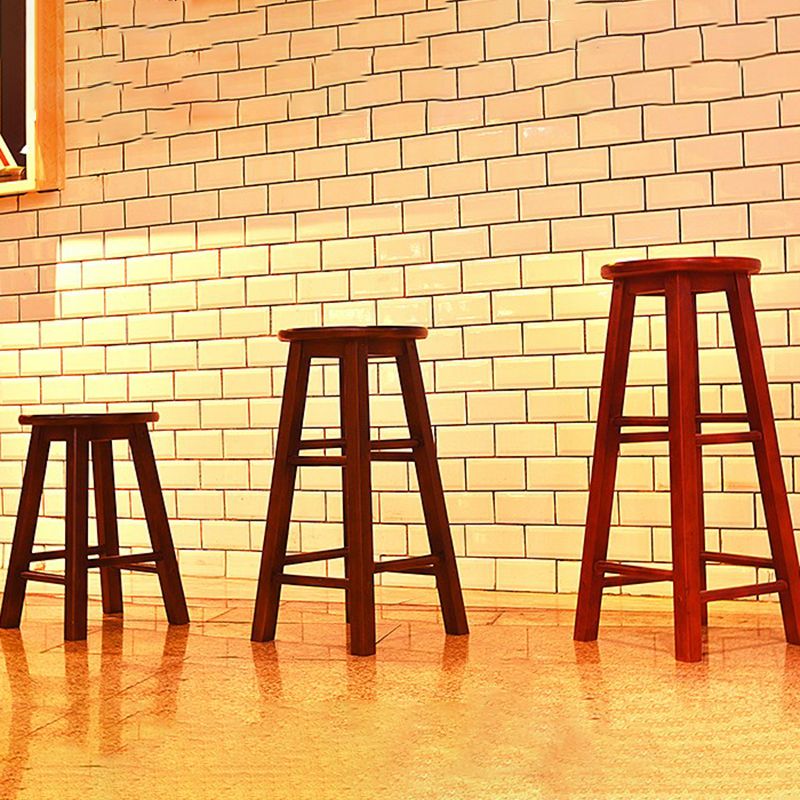 Taburete de bar retro simple de madera industrial Taburete alto interior con asiento redondo