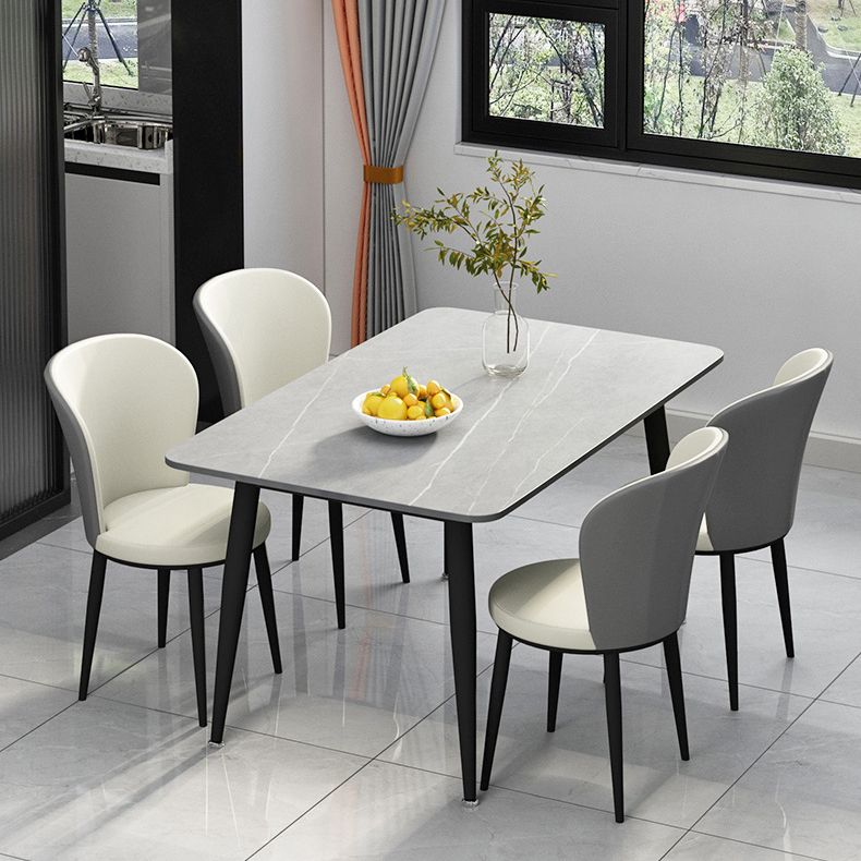 Rectangle Modern Stone Table Standard Height Table Dining Table with 4 Legs