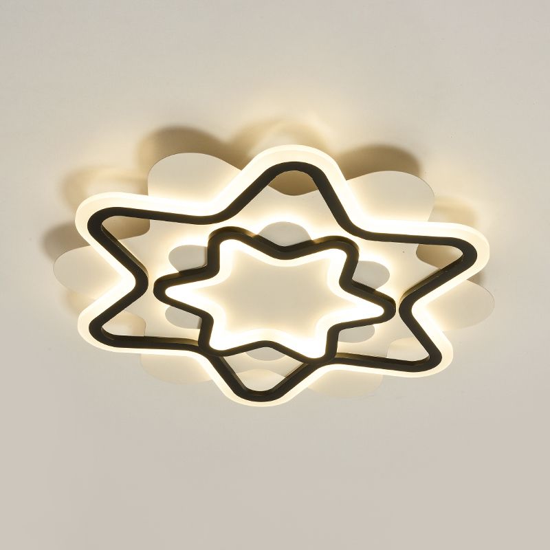 Acrylic Star Frame Flush Mount Lighting Nordic Style LED Flush Massimale Lampada in bianco e nero
