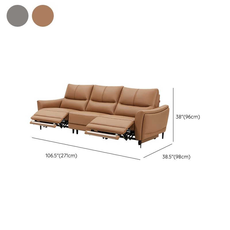 Genuine Leather Flared Arm Sectional -Contemporary Power Recliner Sectional Couch