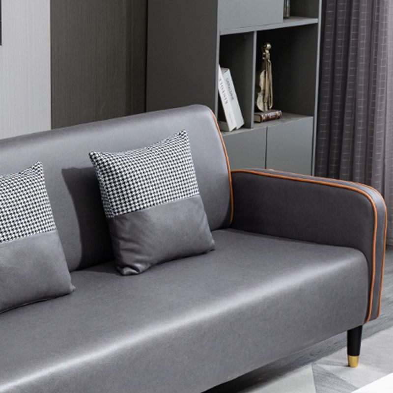 Glam Tight Back Square Arm Living Room Faux Leather Standard Seating