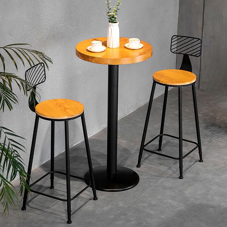 Industrial 1/2/3 Pieces Round Bar Table Set Solid Wood Bistro Set