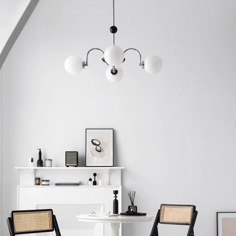 Contemporary Minimalism Hanging Pendant Light Glass Globe Chandelier for Living Room