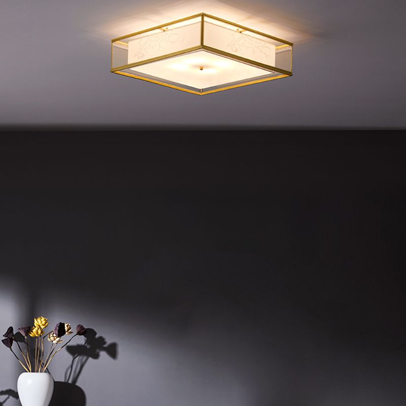 Plafonnier à abat-jour en tissu, lampe encastrée multi-ampoules de Style asiatique pour le salon
