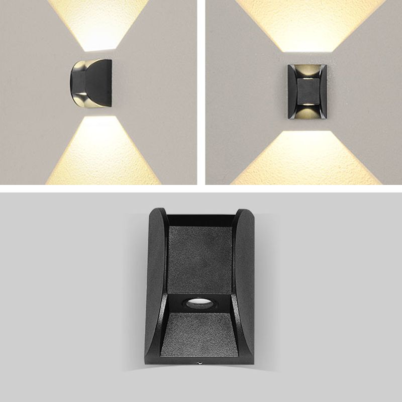 Black LED Wall Sconce in Modern Creative Style Aluminium Waterproof Spotlight with Glass Shade