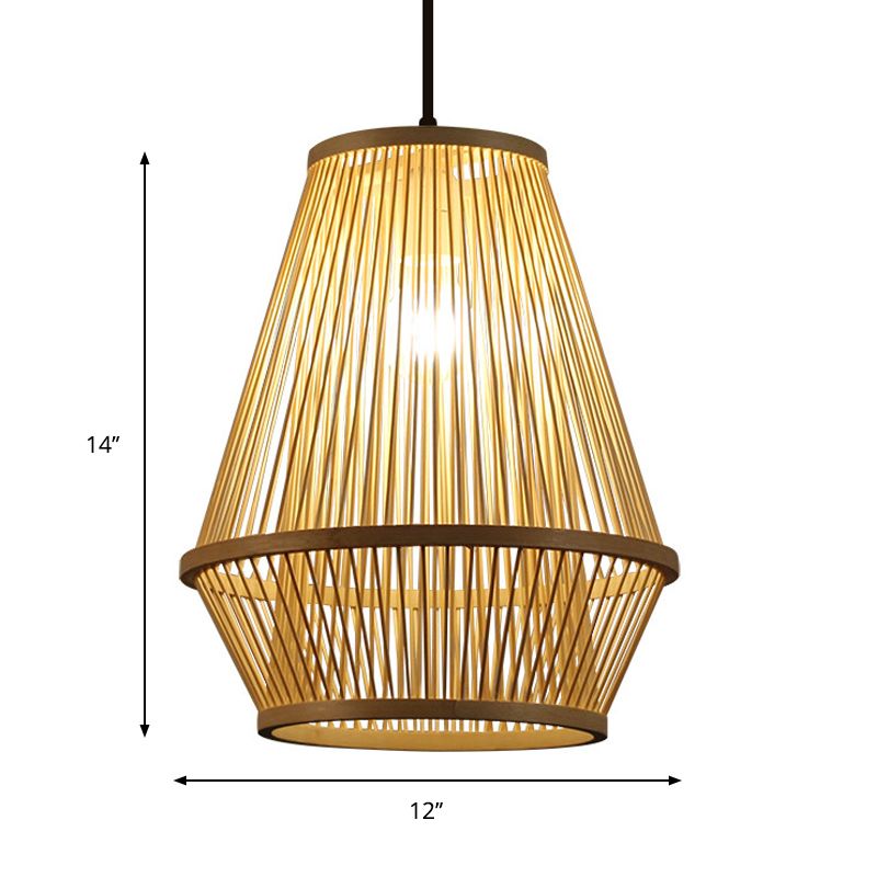 Poste de la jaula de madera Costilización de luz contemporánea 1 bombilla lámpara colgante