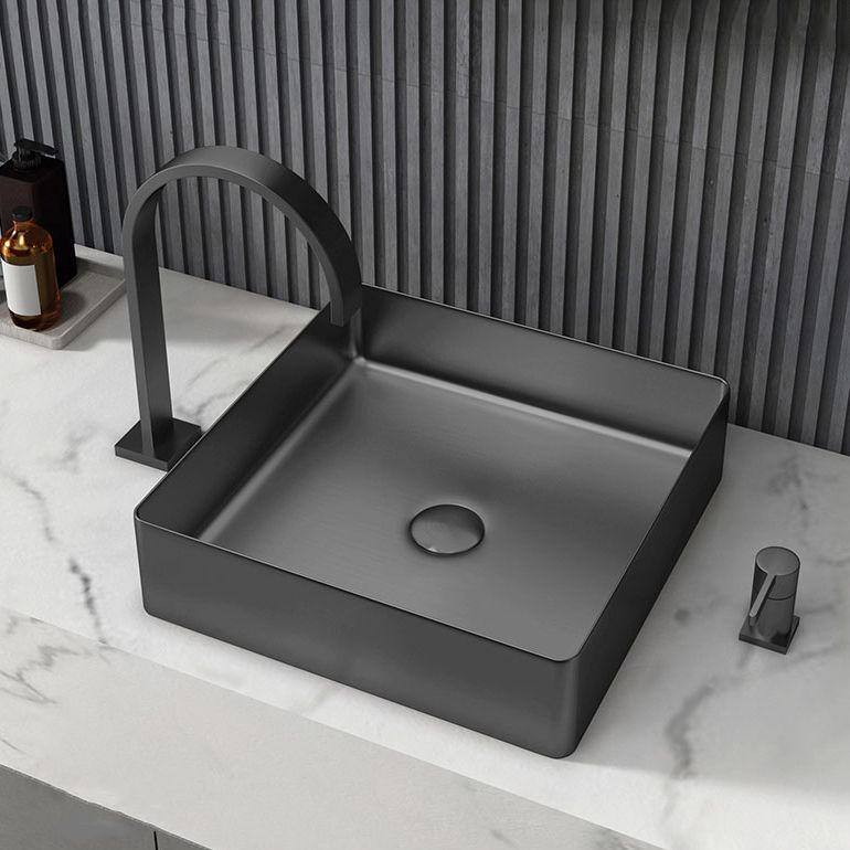 Contemporary Trough Bathroom Sink Solid Color Metal Trough Sink