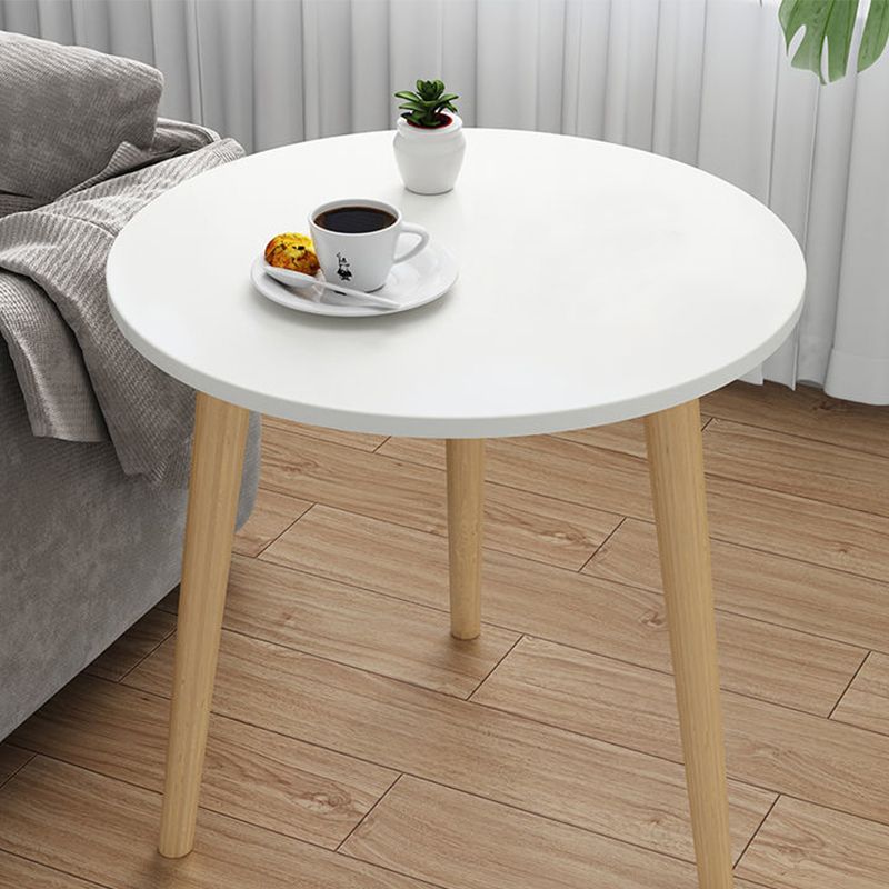 3 Legs End Table Wood White/Natural Round Side Table for Living Room
