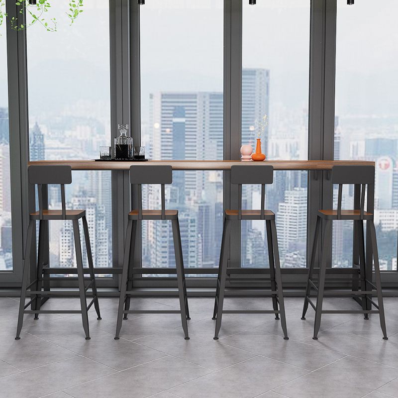 Rectangle Pine Wood Counter Table Industrial Bar Table for Dining Room
