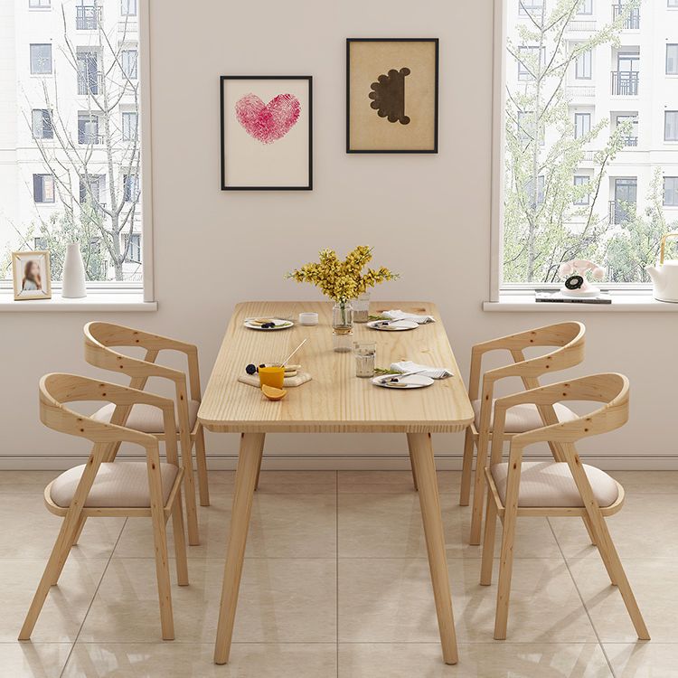 Rectangular Dinner Table Modern Natural Oak Solid Wood Tabletop for Living Room
