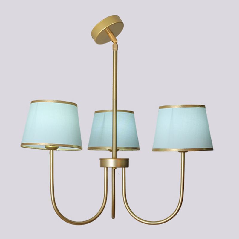 Multi-Head Chandelier Lighting Fixtures American Style Metal Suspension Light with Fabric Shade