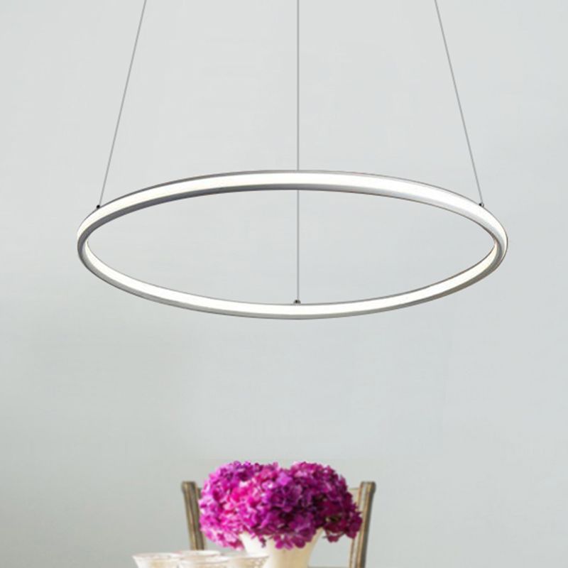 Acrylic Ring Chandelier Simple 1/2/3-Light LED Ceiling Pendant Lighting Fixture in Warm/White/Natural Light