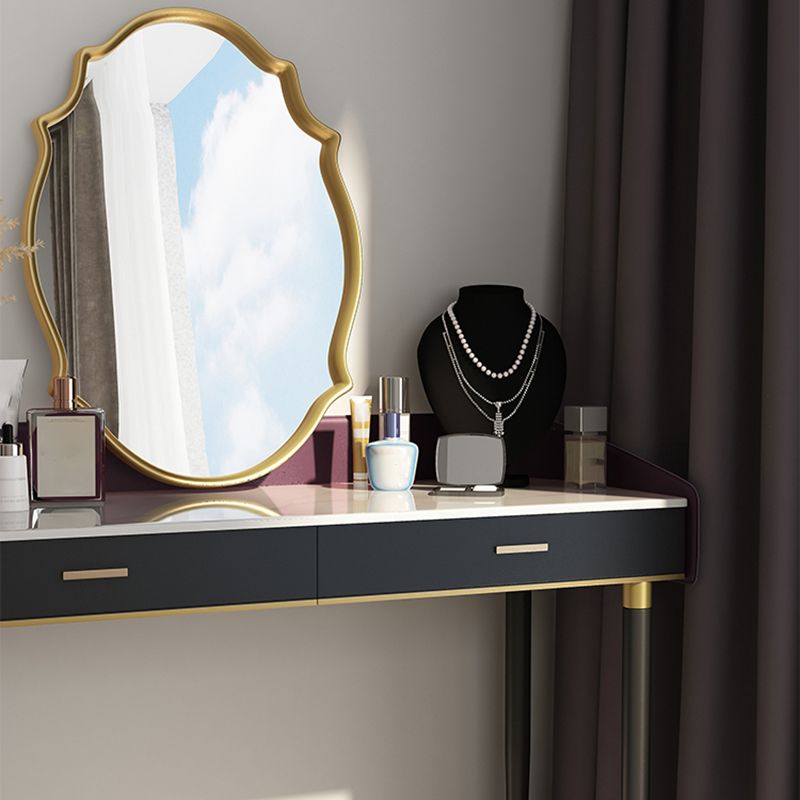 Solid Wood Vanity Luxurious Stone Top Dressing Table in Purple
