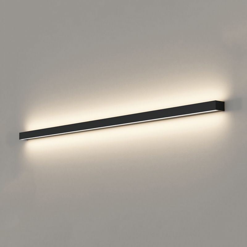 Linear Shape Metal Wall Lighting Idea Modern Style 1 Light Wall Light Sconce in Black