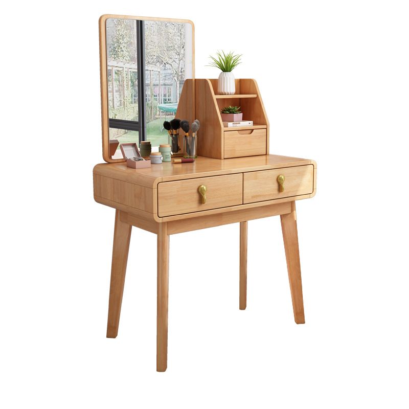 Scandinavian Make-up Vanity with 3 Storage Drawers 15.74" Wide Solid Wood Dresser
