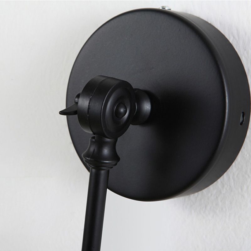 1 Light Metallic Wall Mount Light Contemporary Black/Rust Tapered Bedroom Wall Light Sconce with Adjustable Arm