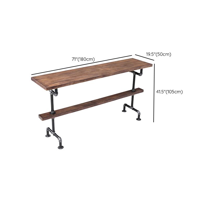 Wood Top Bar-height Table Black and Metal Legs Bar Table for Living Room