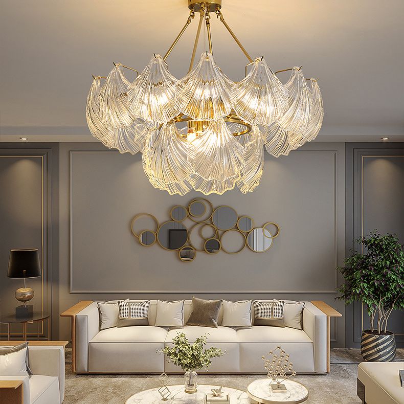 Light Luxury Style Pendant Chandelier Light Glass Chandelier for Living Room
