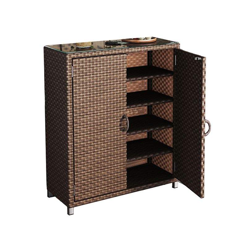 Modern & Contemporary Chest Square Storage Cabinet With Glass Top