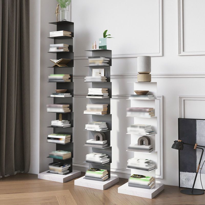 Metal Geometric Bookcase Contemporary Style Vertical Book Shelf