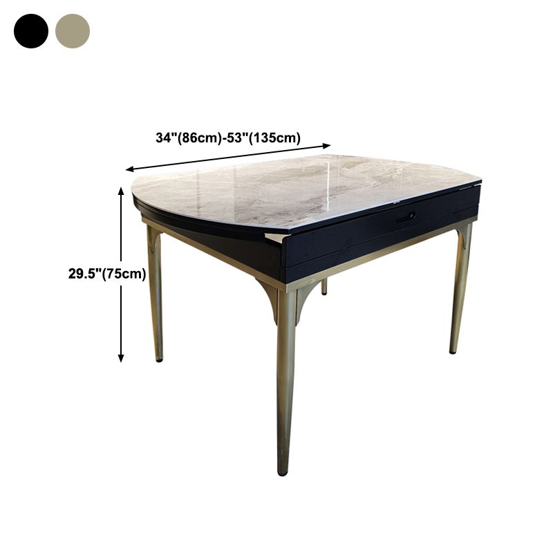 Modern 1/2/5/7 Pieces Round Dining Table Set with Sintered Stone Top Scalable Dinette Set