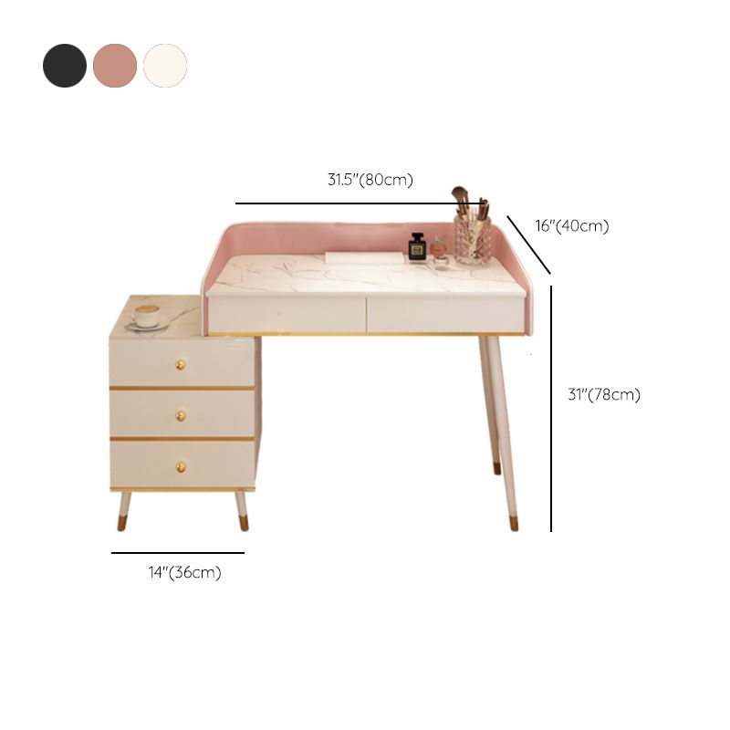 Wood Mirrored Vanity Desk with 5/6 Drawers Luxurious Dressing Table