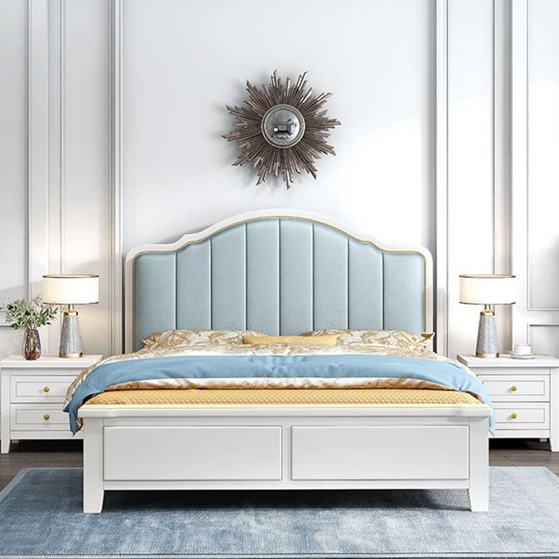 Glam wood Standard Bed Faux Leather Bed Frame with Headboard