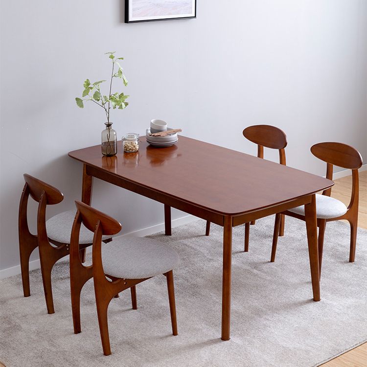 Modern Rectangle Dining Table Solid Wood 4 Legs Dining Table for Home Use