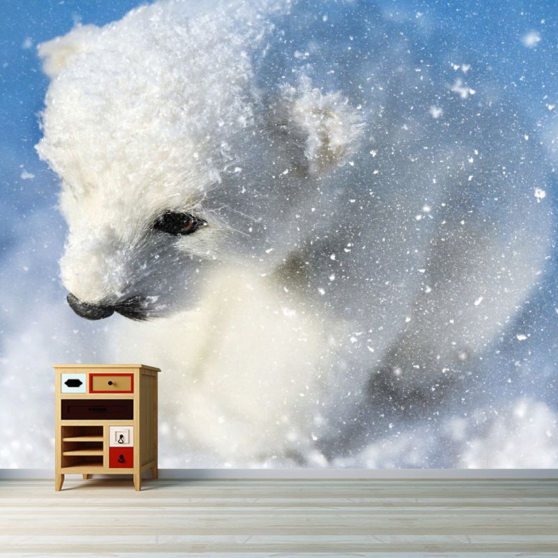 Polar Bear Mural Wallpaper for Accent Wall, Personalized Size Available