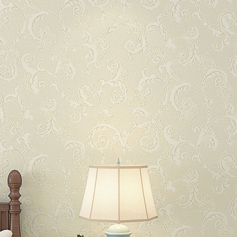 Soft Color Embossed Blossoms Wallpaper Water-Resistant Wall Decor for Bathroom, Non-Pasted