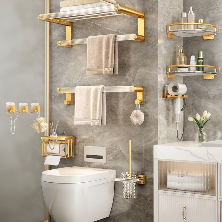 Modern Golden Bathroom Accessory As Individual Or As a Set with Bath Shelf