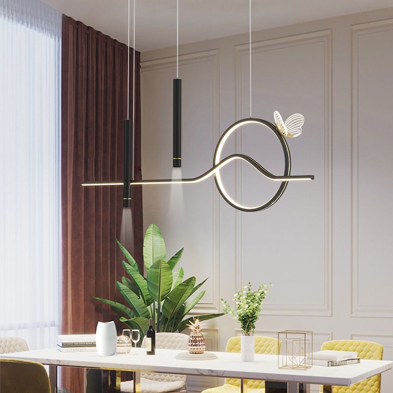 4-Light Geometric Island Lighting Fixtures Contemporary Metal Island Lighting Ideas