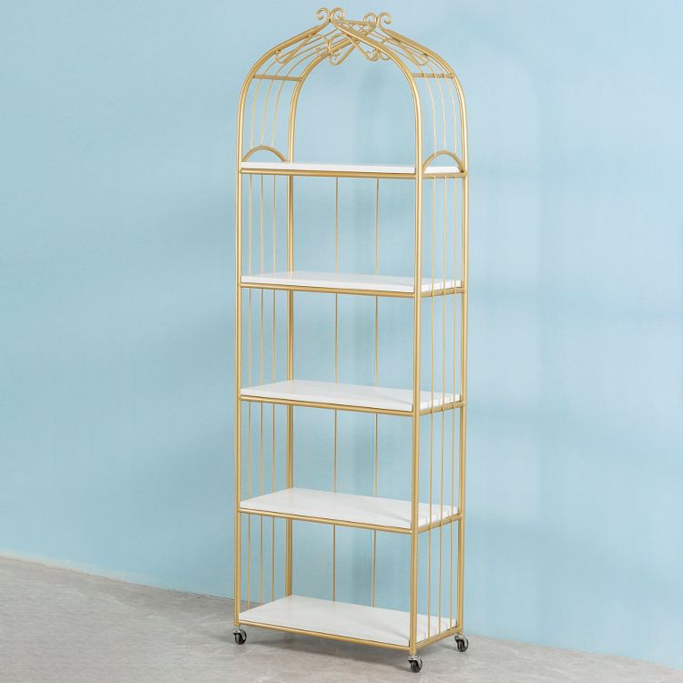 Libreria in stile glam libreria aperta per la sala di studio degli uffici domestici con ruote