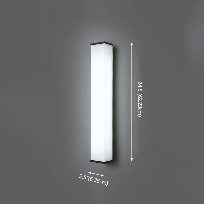 Modern Simple Style Retangular Shade Wall Sconce Metal and Glass 1 Light Sconces in Black Finish