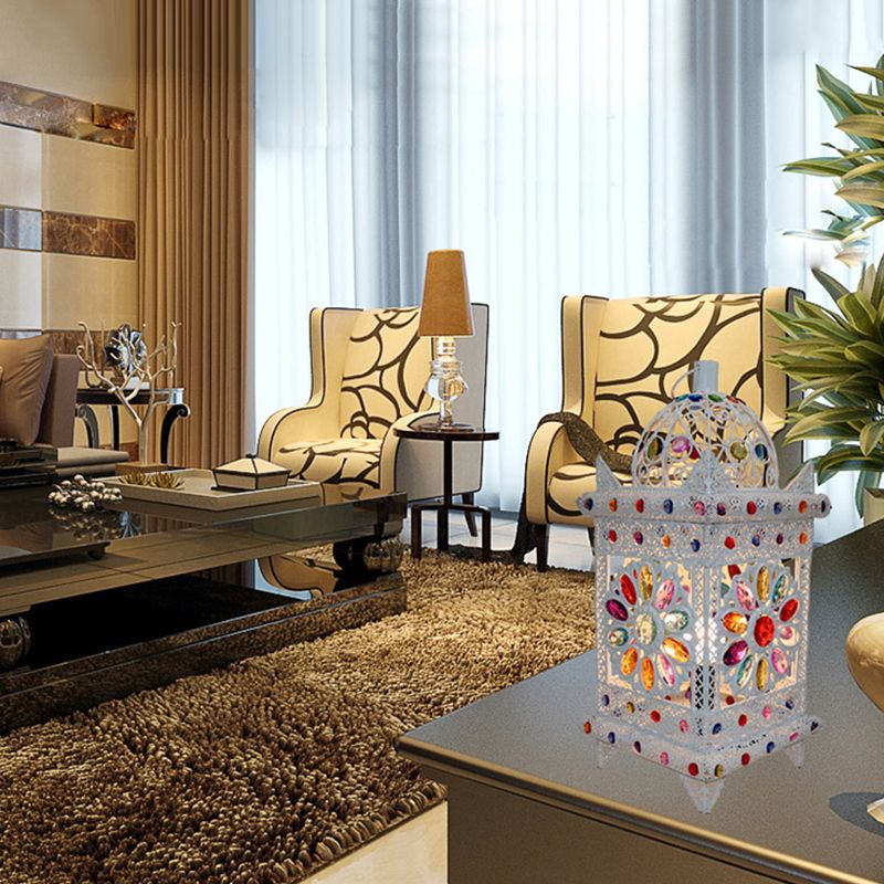 1 Lulb Night Table Light Light Vintage Pavilion Metal Nightstasta Lighting in bianco per camera da letto