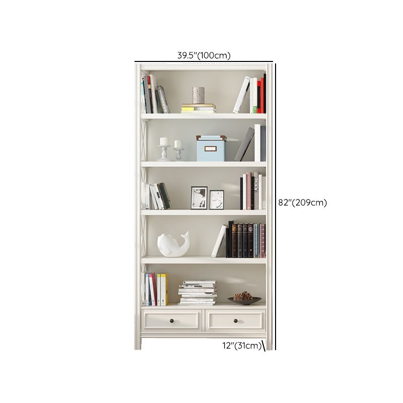 Standard Wooden Bookshelf Closed Back Contemporary Bookcase with Drawers