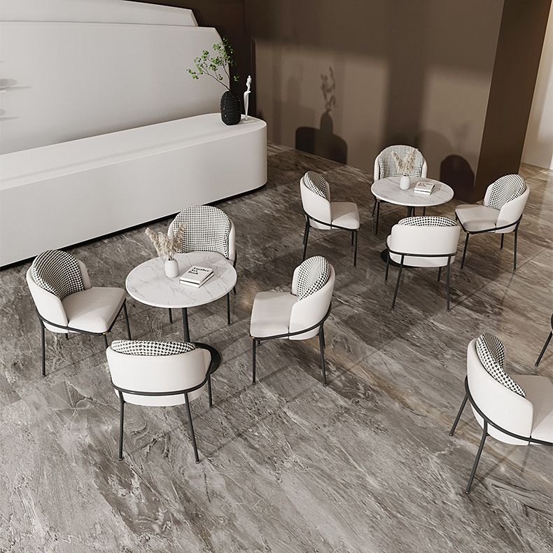 Glam Sintered Stone Dining Room Set Standard Height Metal Leg Dining Set with Round Table