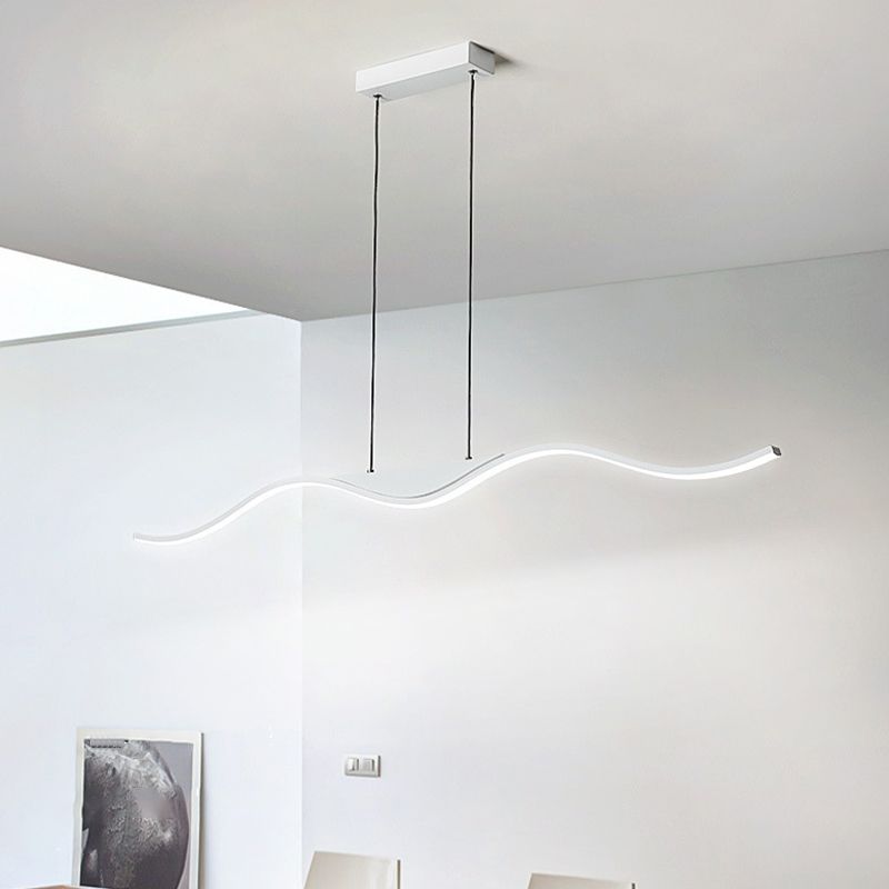 White Single Modernism Kitchen Island Lighting Unique Metallic Ceiling Light