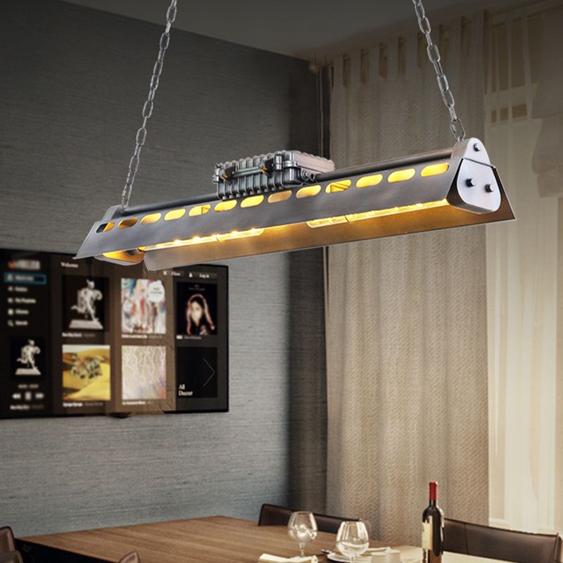 Triangular Metal Island Lighting Fixture Loft Style 1 Head Restaurant Billiard Lamp